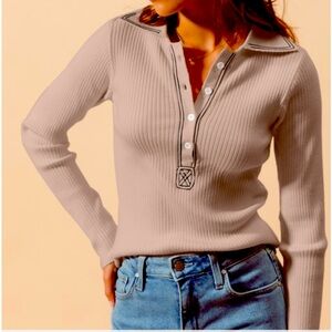 Tan Rib Knit Sweater
